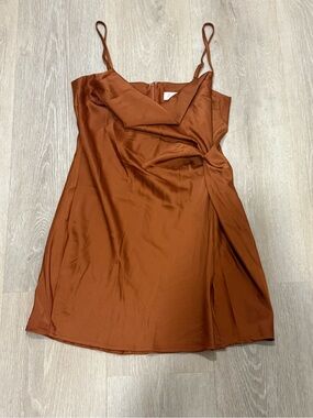 Pink Lily Satin Mini Dress in Rust